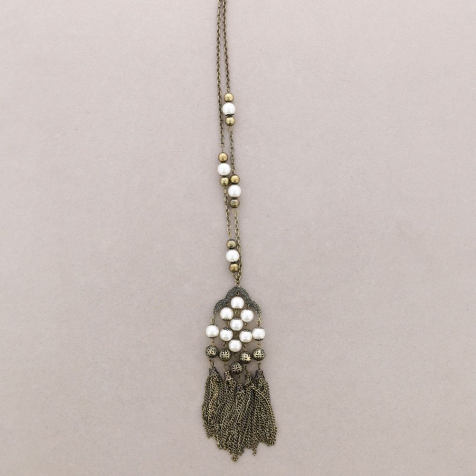 LONG PENDANT NECKLACE BALL CHAINS