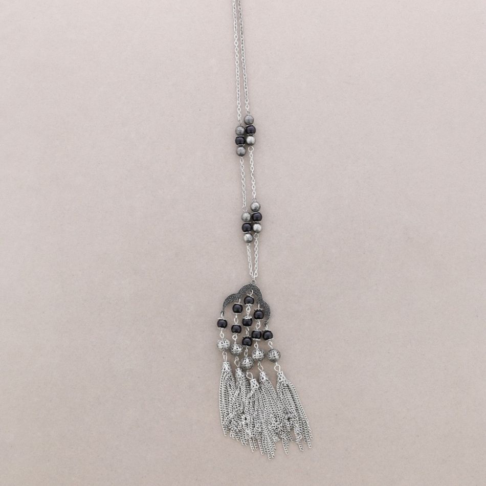 LONG PENDANT NECKLACE BALL CHAINS