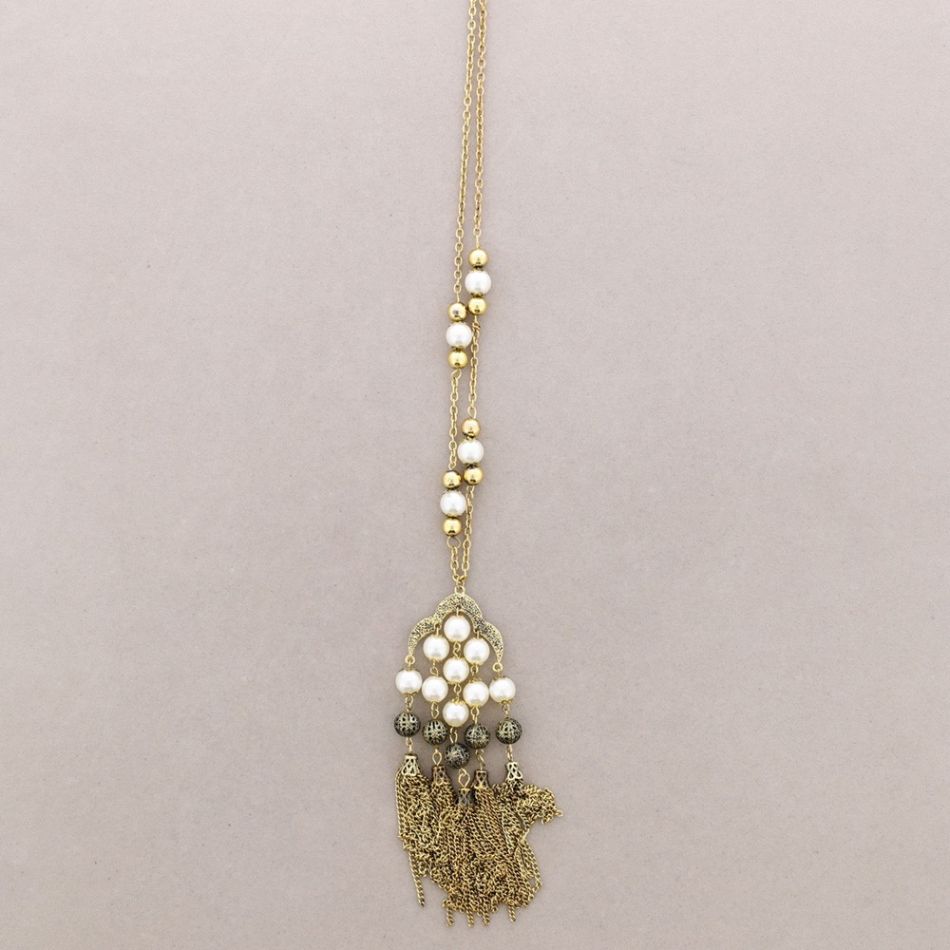 LONG PENDANT NECKLACE BALL CHAINS