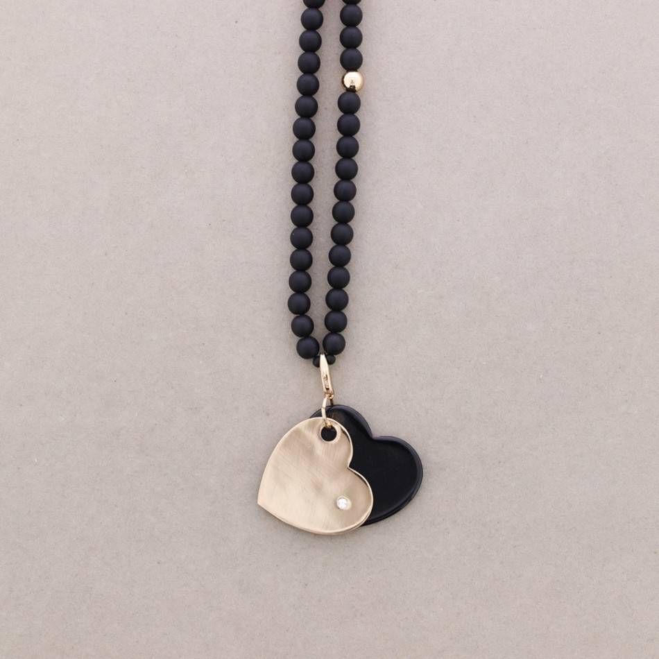 LONG NECKLACE METAL RESIN PENDANT