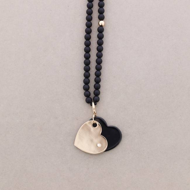 LONG NECKLACE METAL RESIN PENDANT