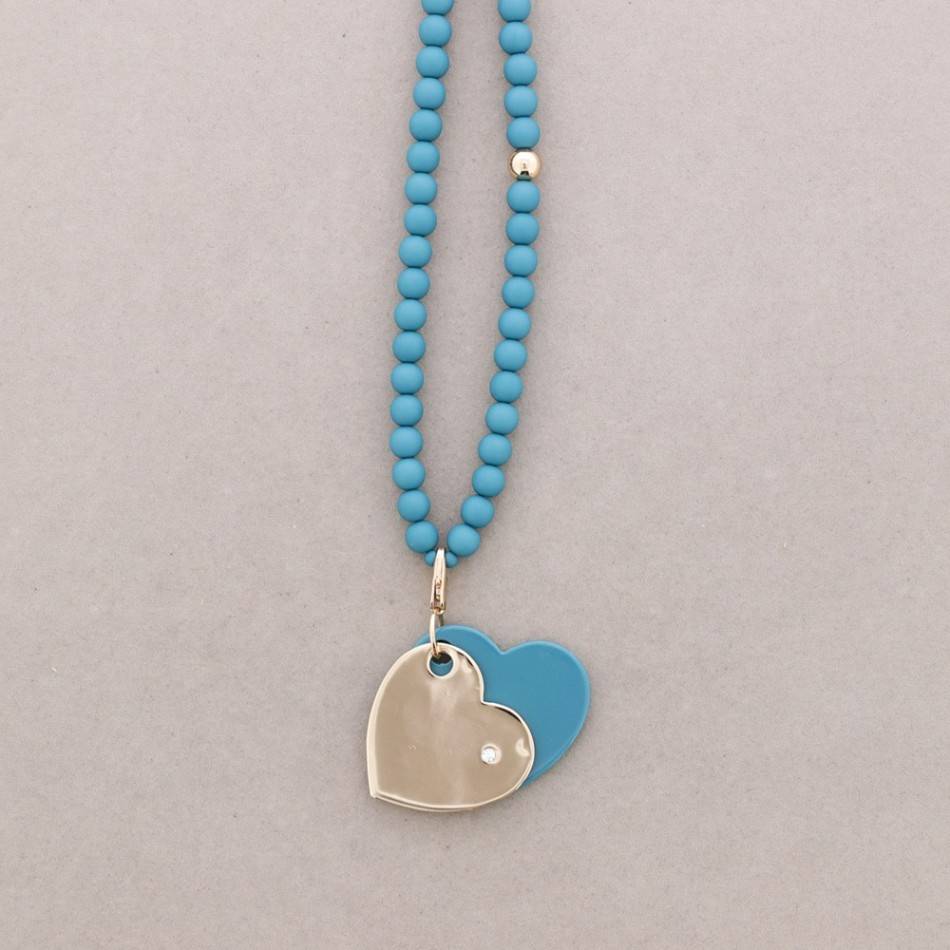 LONG NECKLACE METAL RESIN PENDANT