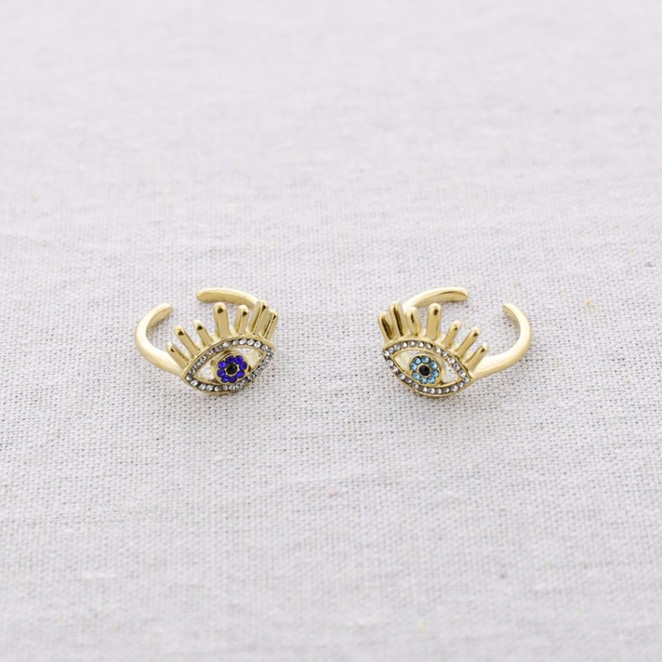 ANILLO ACERO OJO TURCO CRISTALES