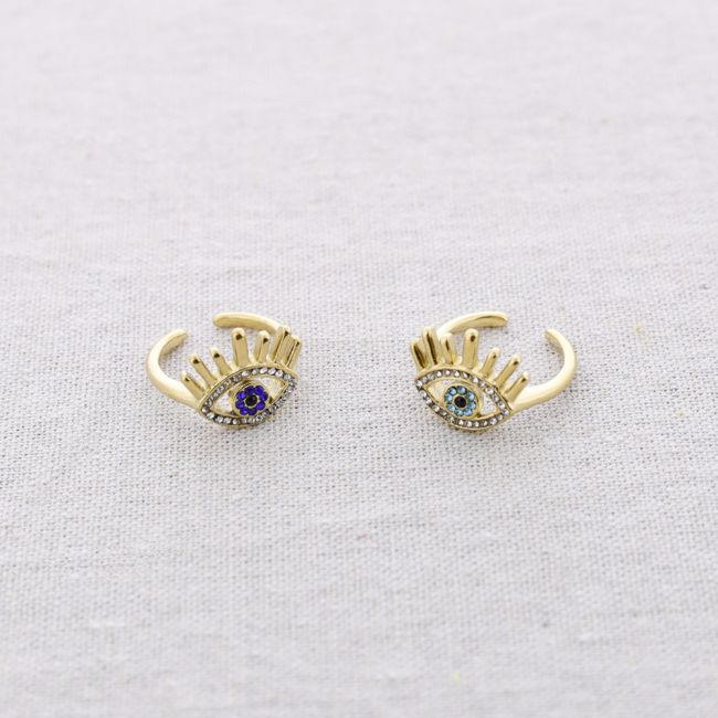 TURKISH EYE STEEL RING WITH CRYSTALS