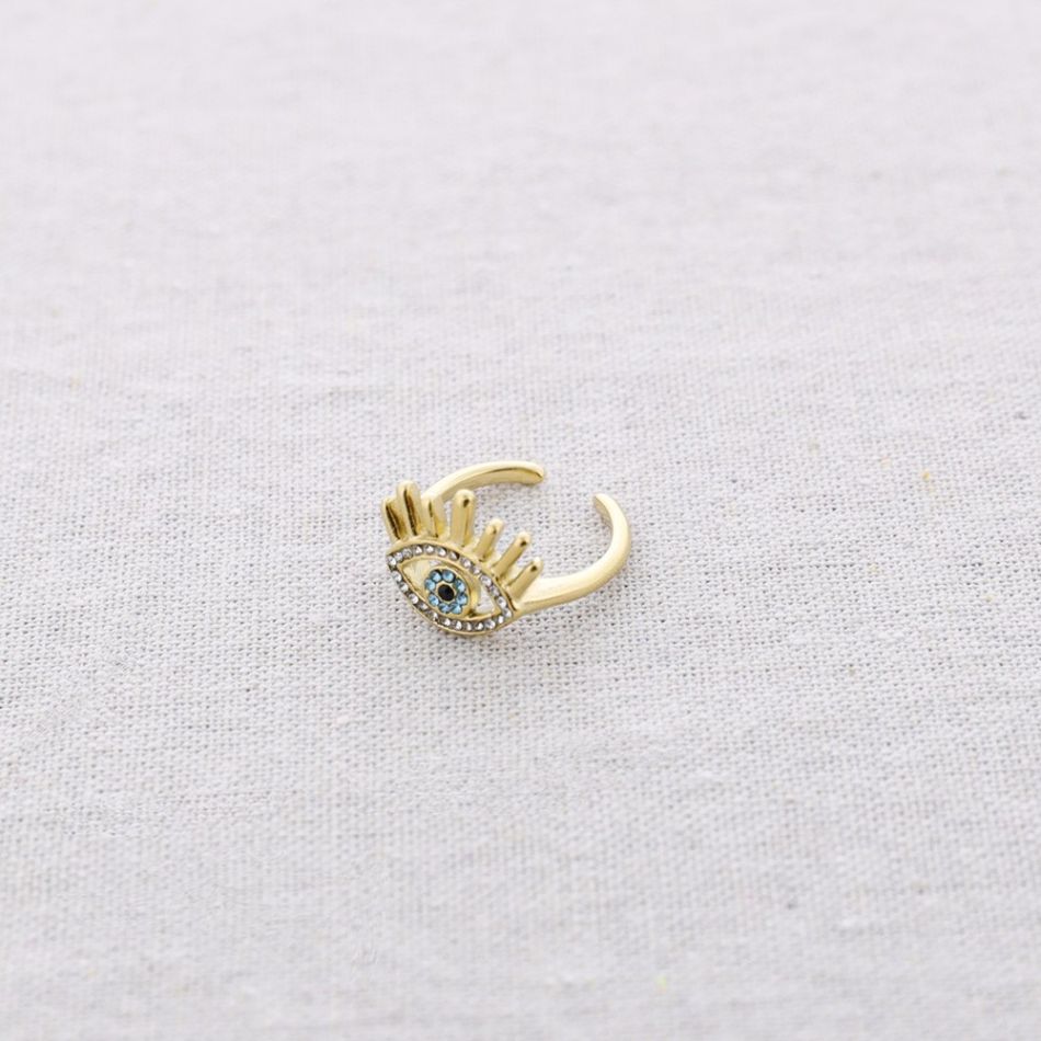 ANILLO ACERO OJO TURCO CRISTALES
