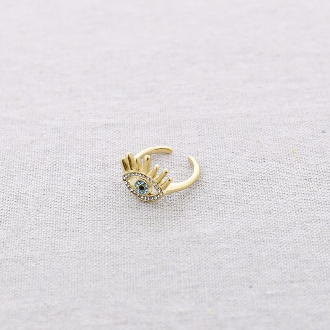 TURKISH EYE STEEL RING WITH CRYSTALS