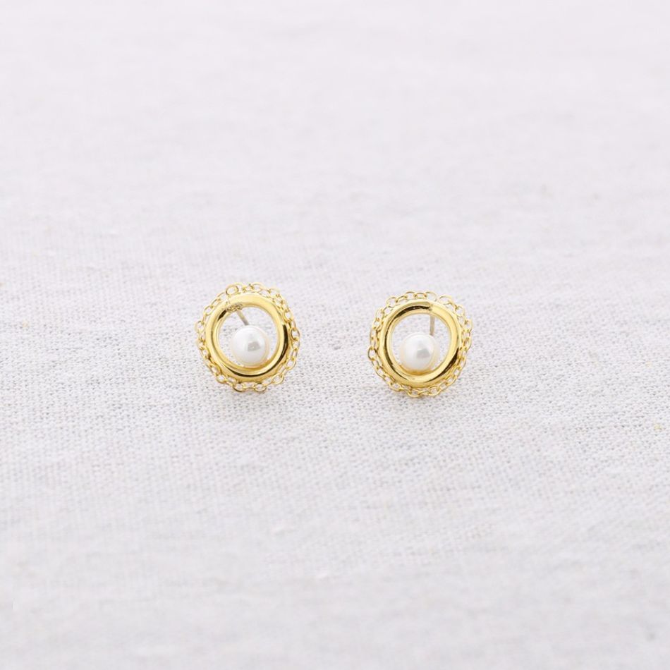 PENDIENTES ACERO ARO PERLA