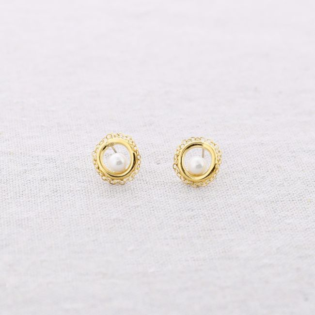 PENDIENTES ACERO ARO PERLA