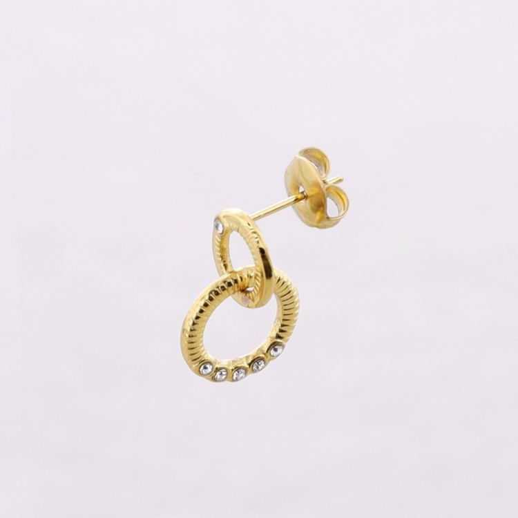 PENDIENTES ACERO DOBLE ANILLA CRISTALES