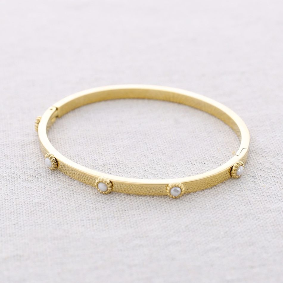RIGID STEEL BRACELET WITH CRYSTALS
