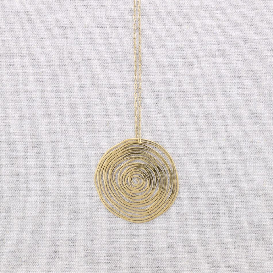 LONG STEEL NECKLACE WITH SPIRAL PENDANT