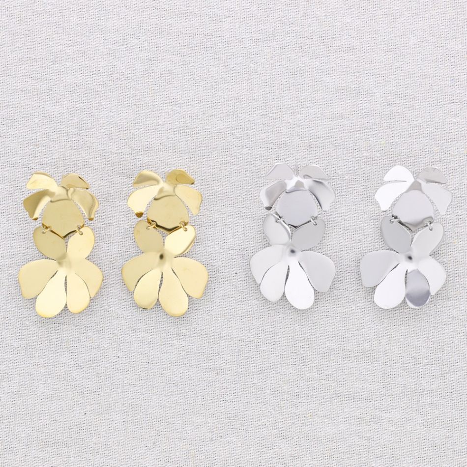 PENDIENTES ACERO DOBLE FLOR