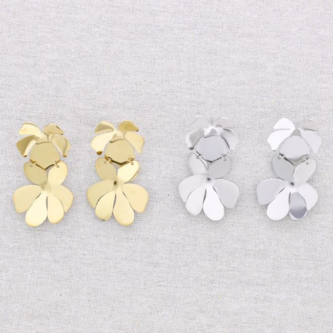 PENDIENTES ACERO DOBLE FLOR