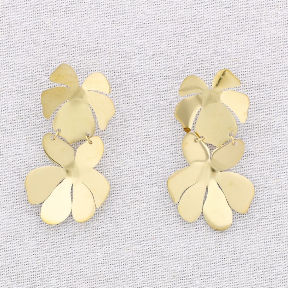 PENDIENTES ACERO DOBLE FLOR