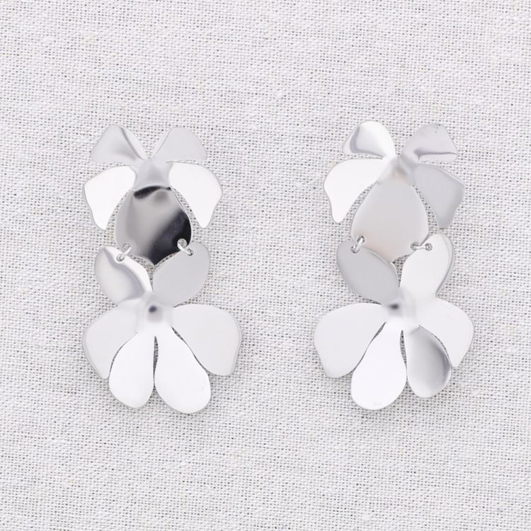 PENDIENTES ACERO DOBLE FLOR 2