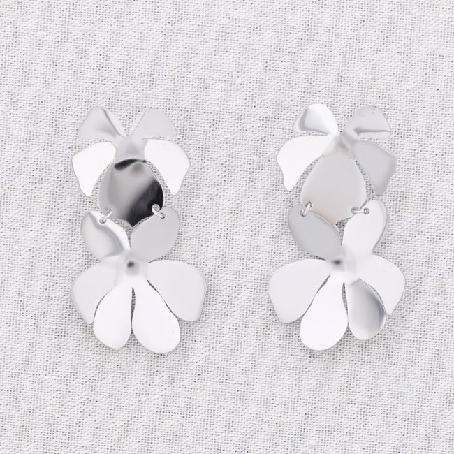 DOUBLE FLOWER STEEL EARRINGS