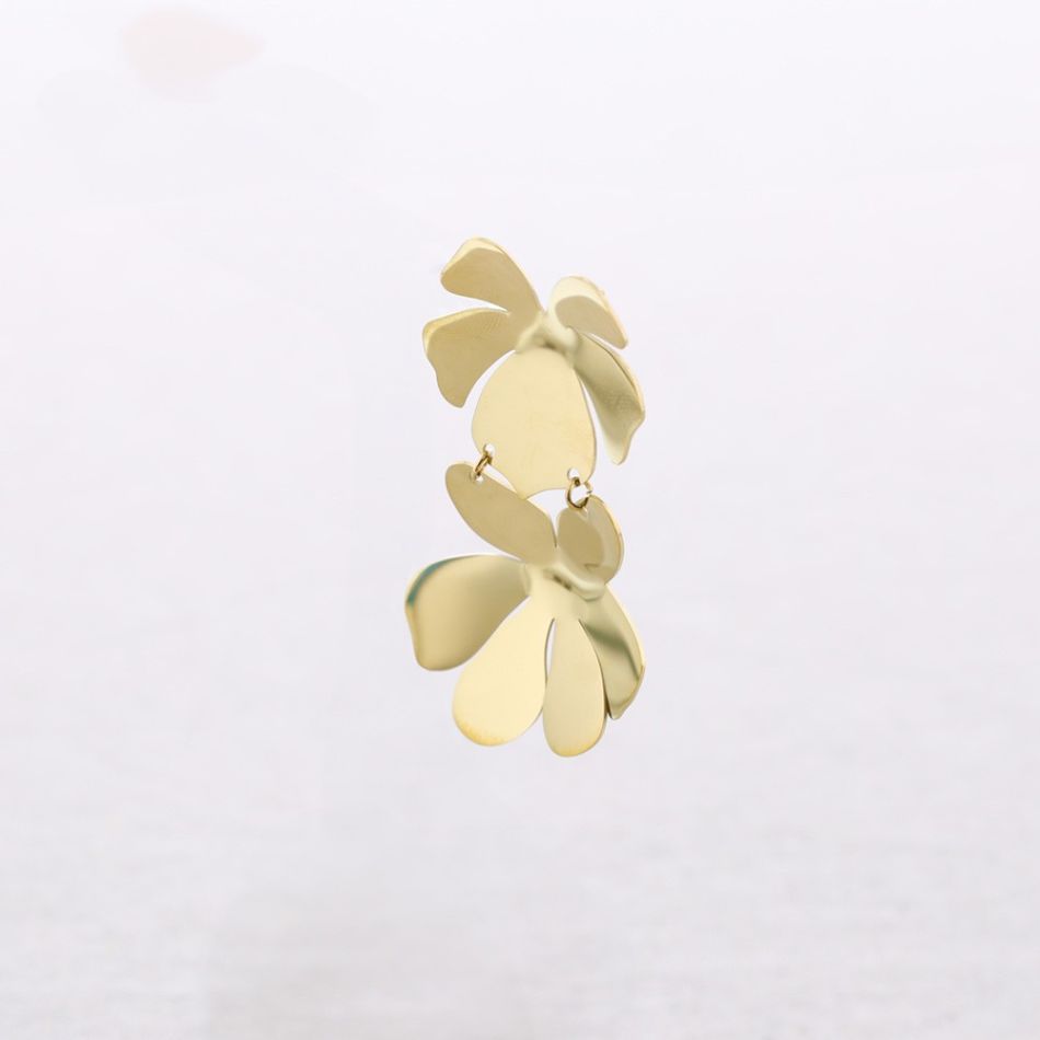 DOUBLE FLOWER STEEL EARRINGS