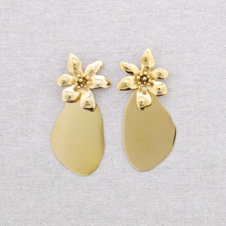 PENDIENTES ACERO FLOR COLGANTE TRIANGULAR 2