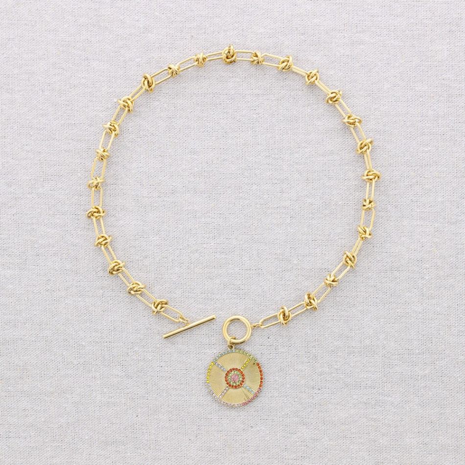 STEEL CHOKER WITH CRYSTALS MEDAL PENDANT