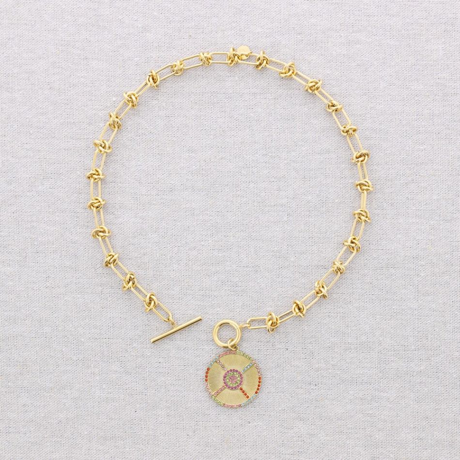 STEEL CHOKER WITH CRYSTALS MEDAL PENDANT
