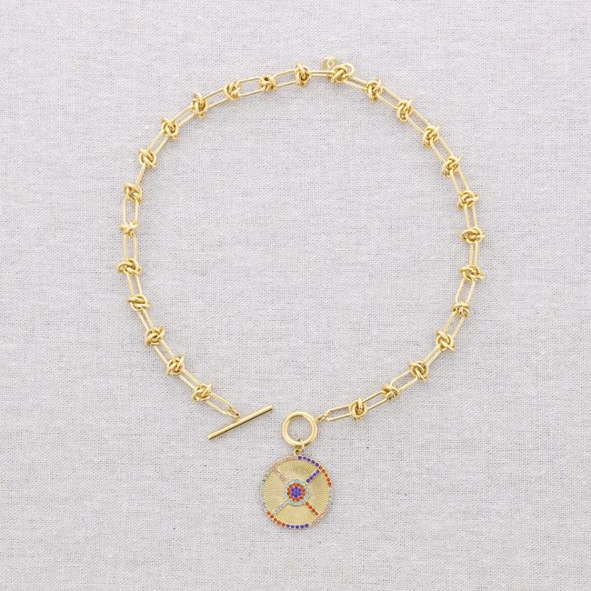 STEEL CHOKER WITH CRYSTALS MEDAL PENDANT