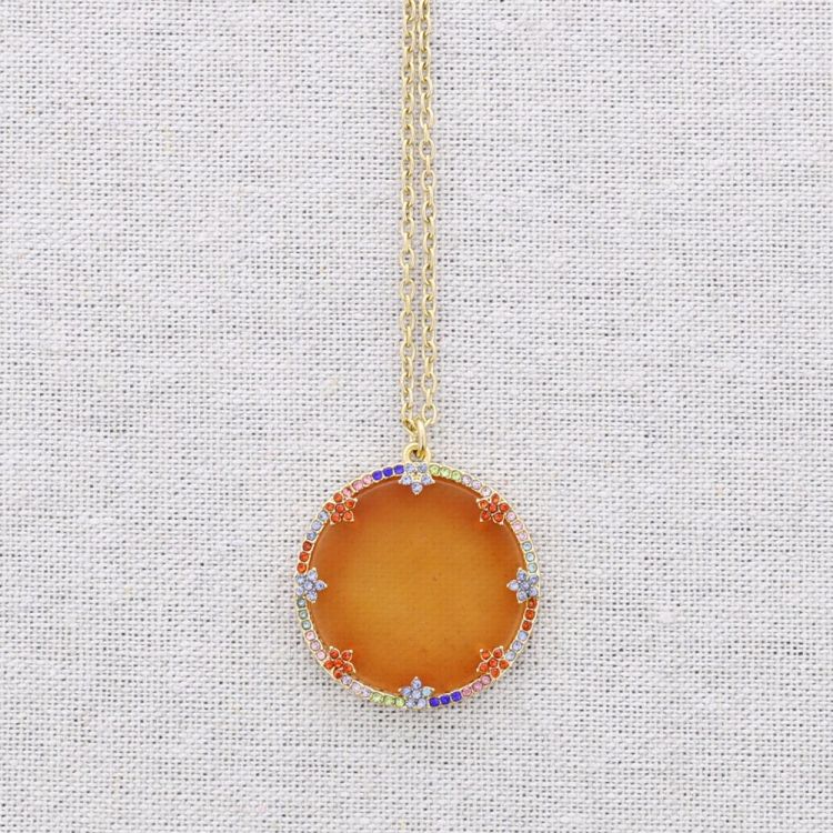 COLLAR ACERO COLGANTE MEDALLA PIEDRA CRISTALES 2