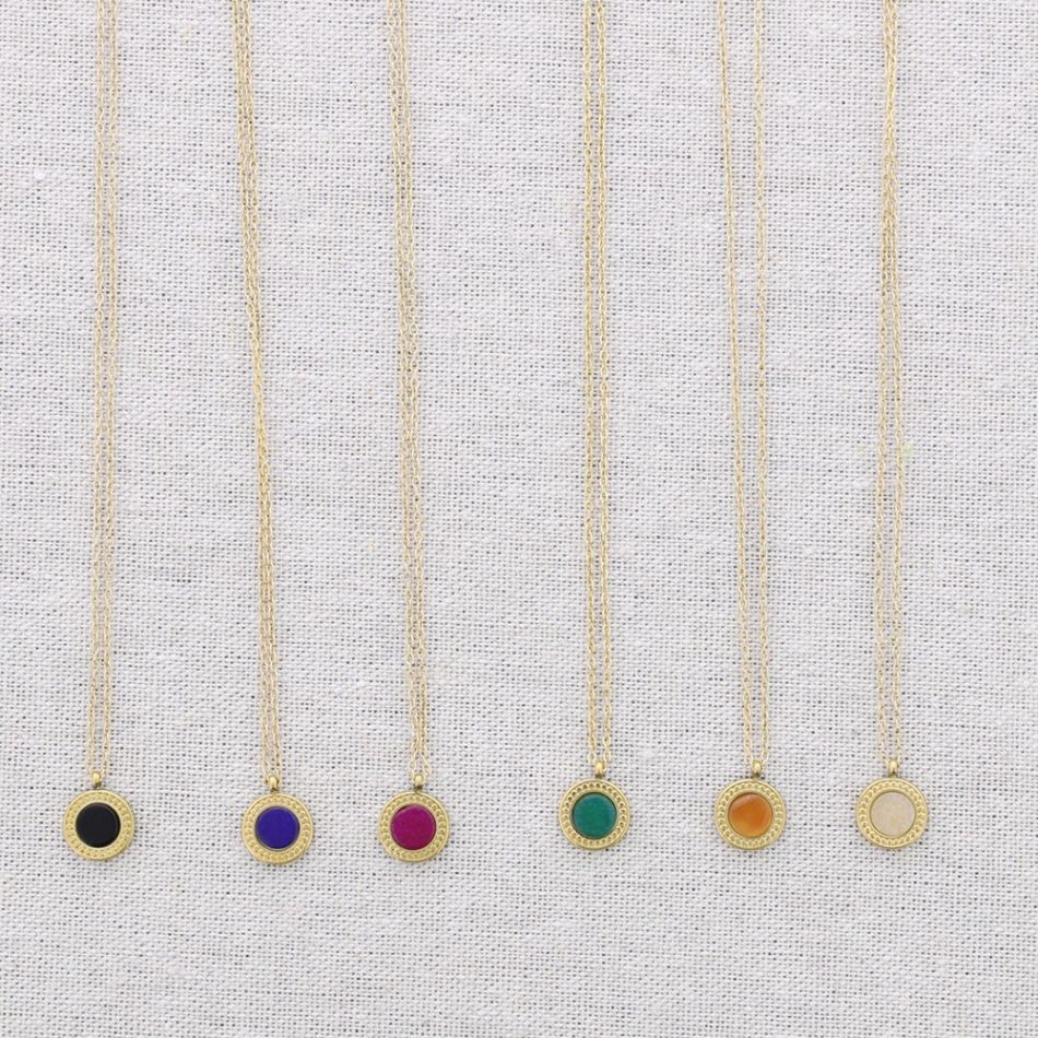 STONE PENDANT STEEL CHOKER