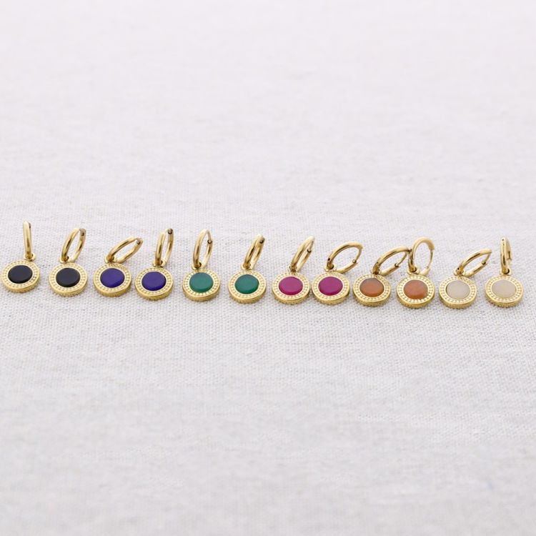 PENDIENTES ACERO MEDALLA PIEDRA 2