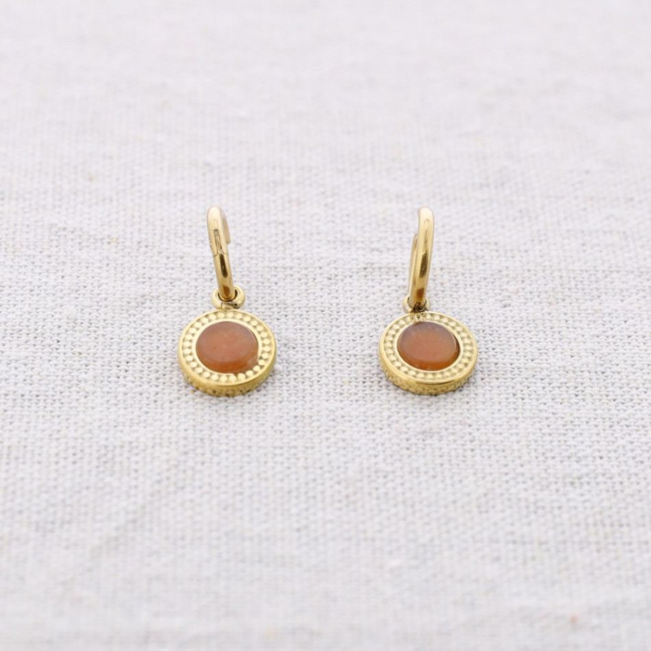 PENDIENTES ACERO MEDALLA PIEDRA