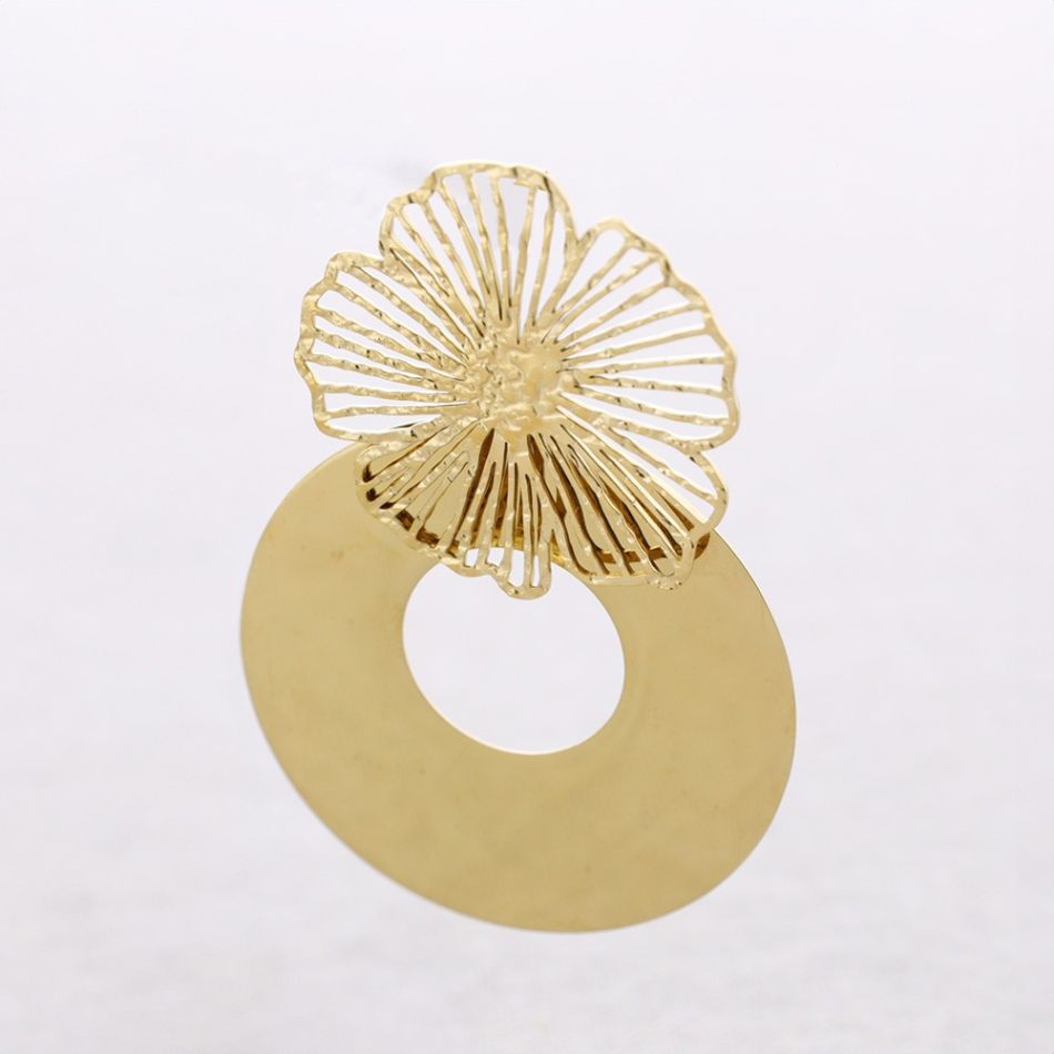 PENDIENTES ACERO FLOR COLGANTE DÓNUT
