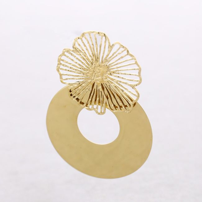 PENDIENTES ACERO FLOR COLGANTE DÓNUT
