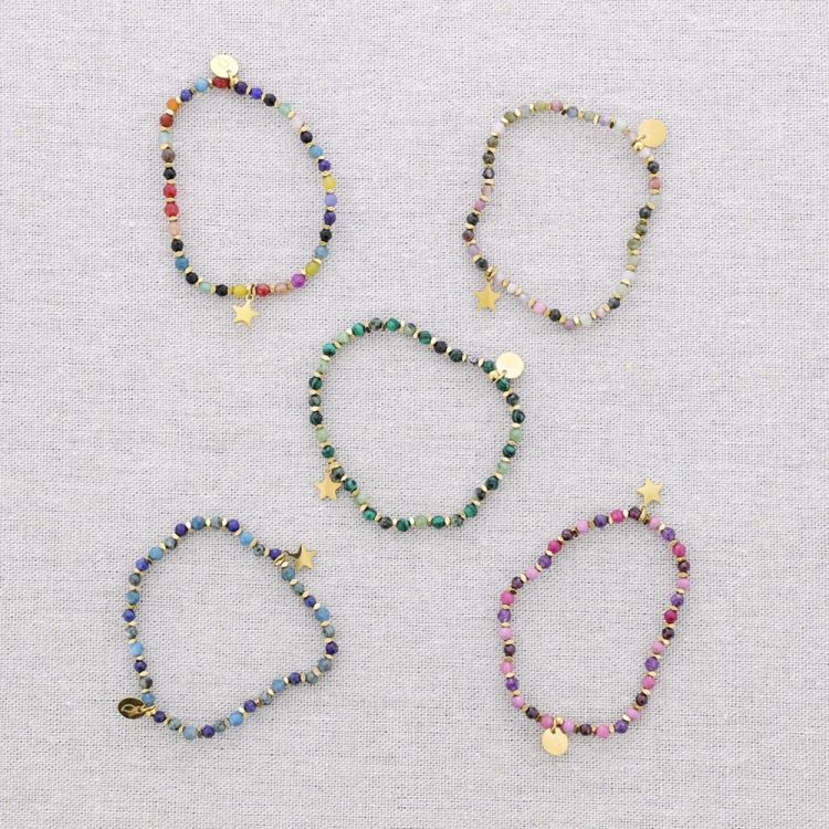 PULSERA ELÁSTICA ESTRELLA ACERO PIEDRAS 2