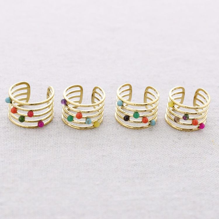 STEEL RING WITH STONE STRIPS 2