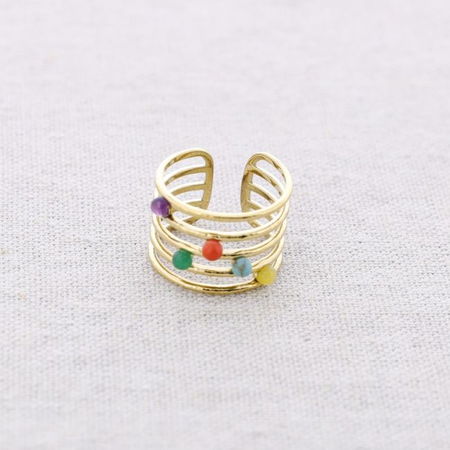 ANILLO ACERO TIRAS PIEDRAS