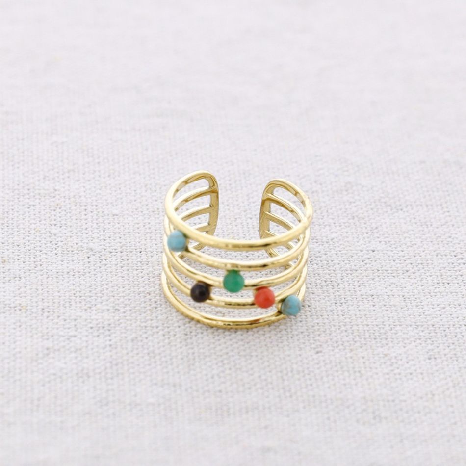 ANILLO ACERO TIRAS PIEDRAS
