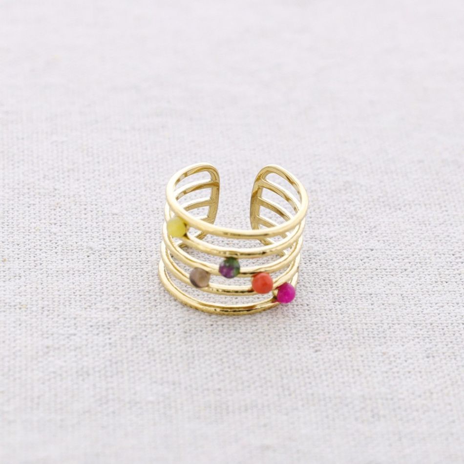 ANILLO ACERO TIRAS PIEDRAS