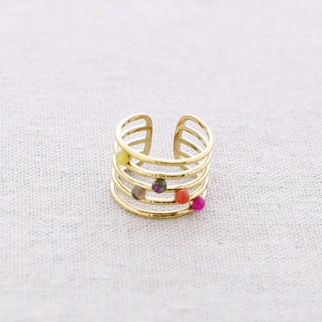 ANILLO ACERO TIRAS PIEDRAS