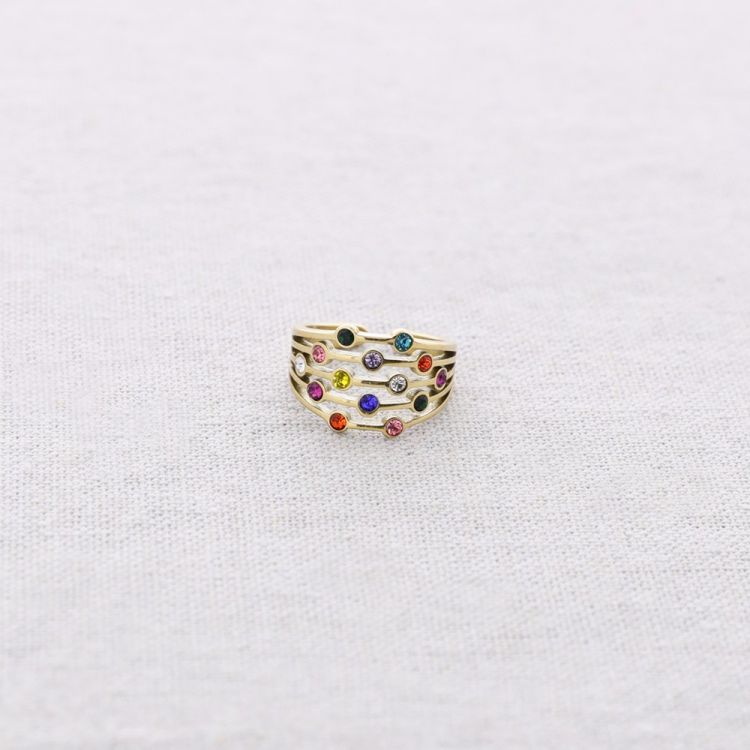 ANILLO ACERO TIRAS CRISTALES