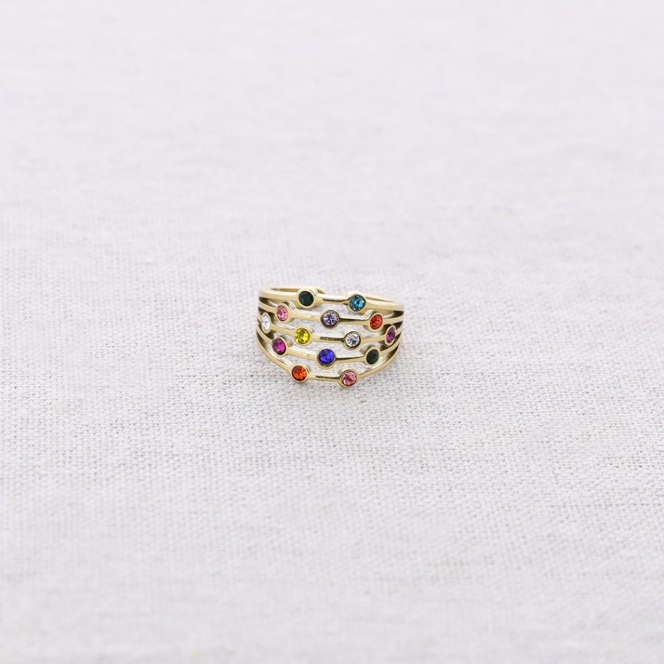 STEEL RING WITH CRYSTAL STRIPS