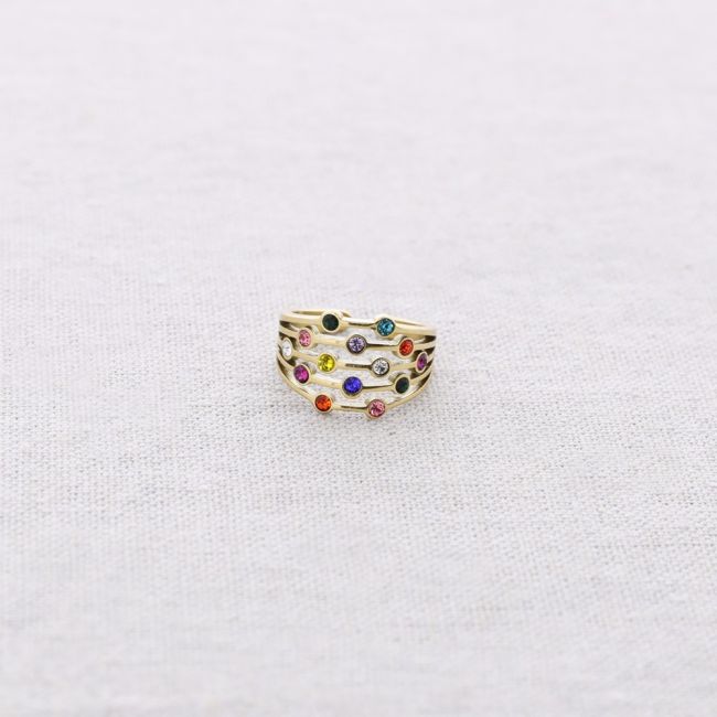 STEEL RING WITH CRYSTAL STRIPS