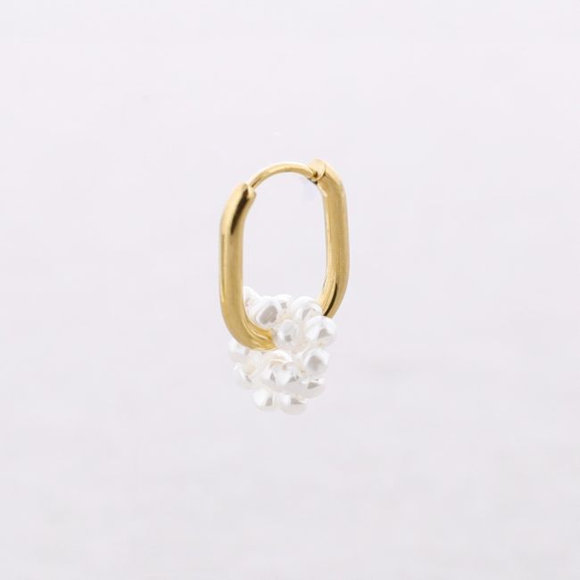 PENDIENTES ACERO ARO RECTANGULAR PERLITAS