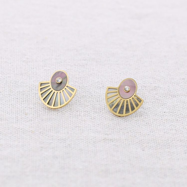 NACRE FAN STEEL EARRINGS 2