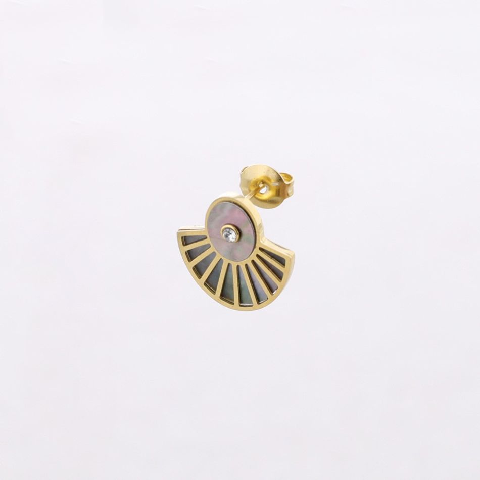 PENDIENTES ACERO ABANICO NÁCAR