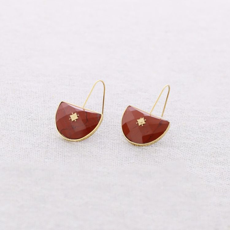 PENDIENTES ACERO COLGANTE MEDIA LUNA PIEDRA
