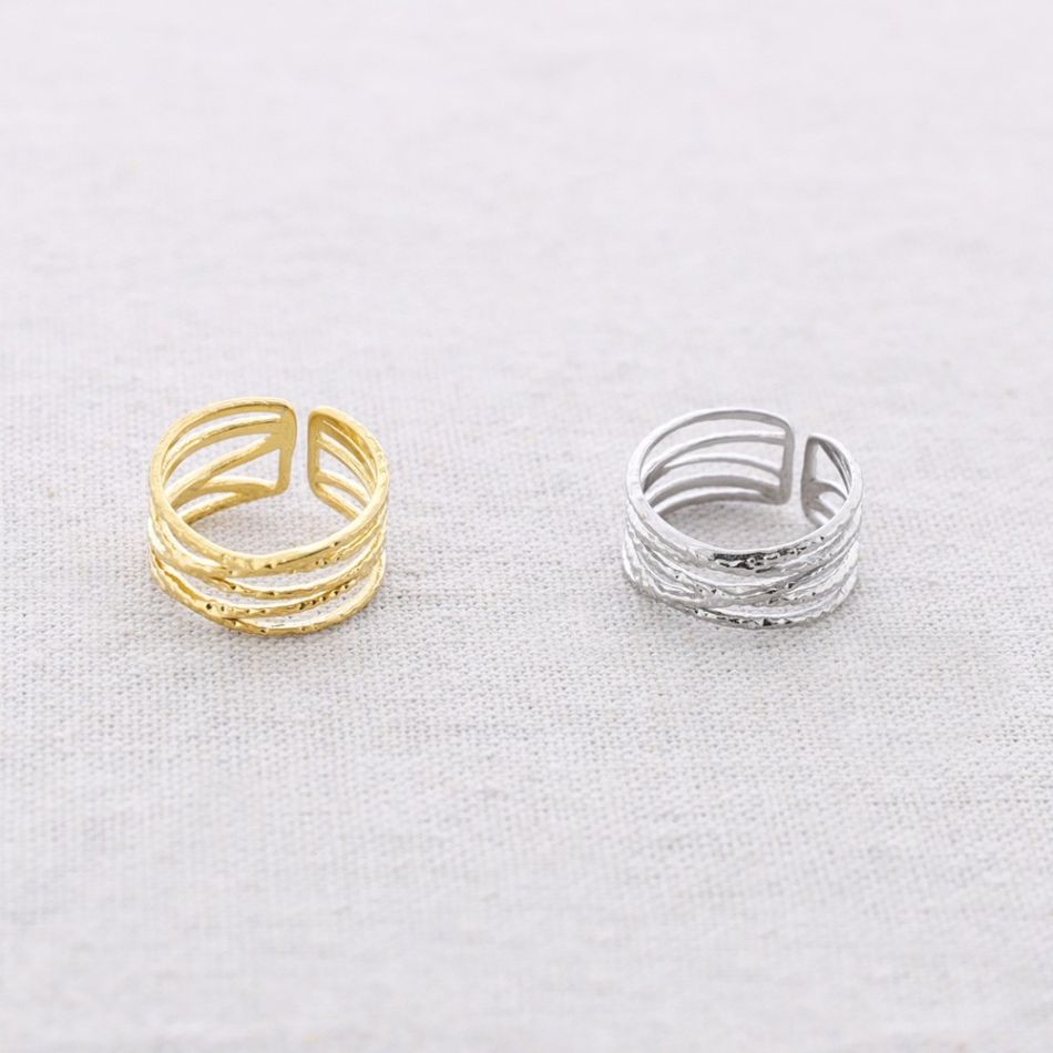 ANILLO ACERO TIRAS ENTRELAZADAS
