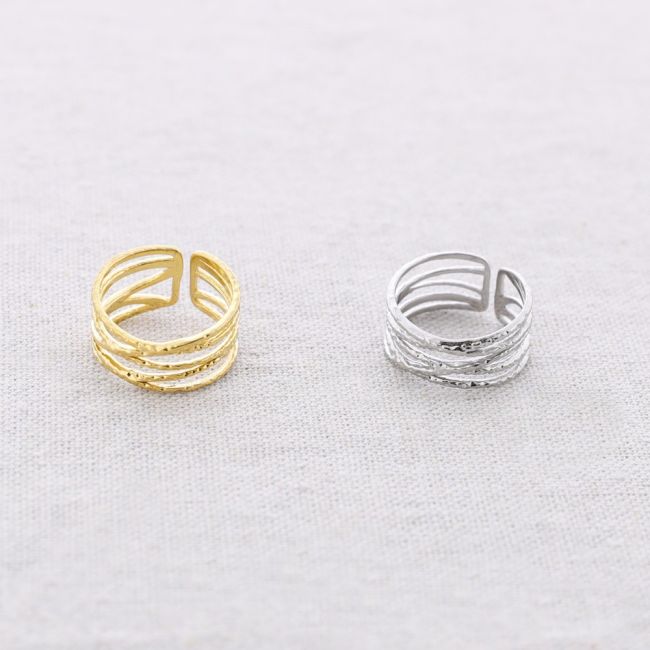 ANILLO ACERO TIRAS ENTRELAZADAS