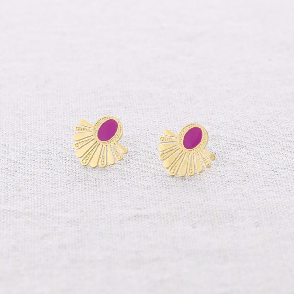 PENDIENTES ACERO ABANICO ESMALTE