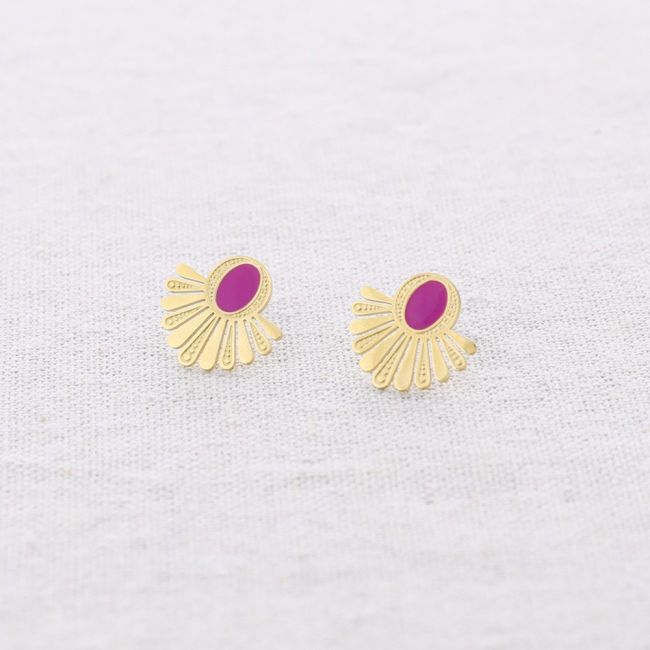 PENDIENTES ACERO ABANICO ESMALTE