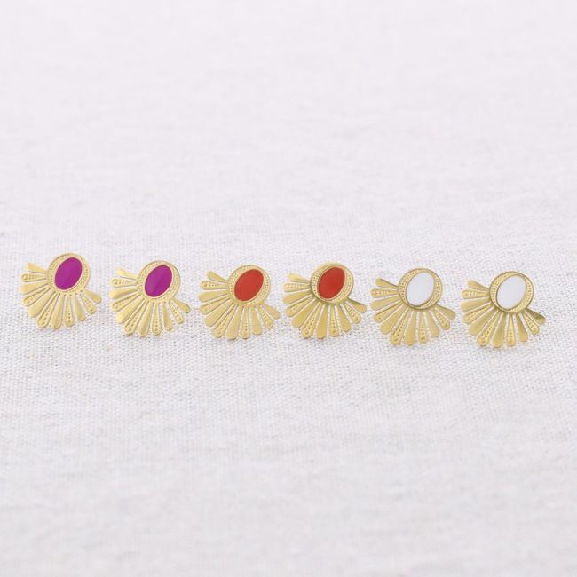 PENDIENTES ACERO ABANICO ESMALTE