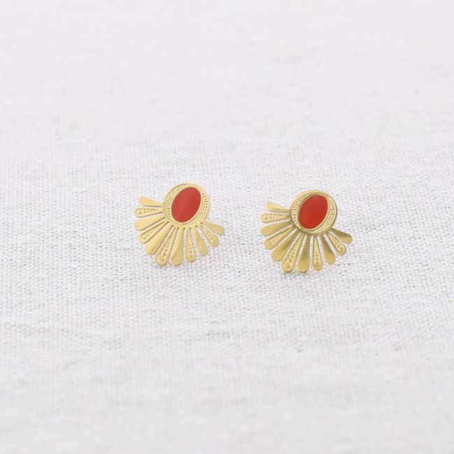 ENAMEL FAN STEEL EARRINGS